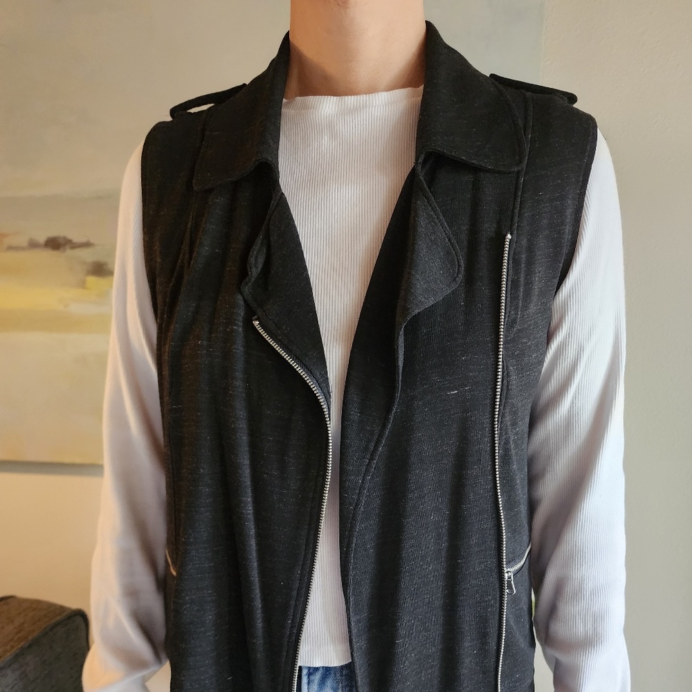 Mossimo Moto Vest Knit Charcoal Grey